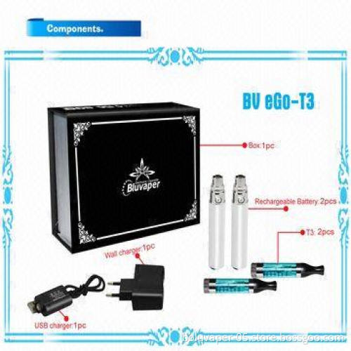 eGo T3 E-cigarettes with Giant Clearomizer and VV Battery, 3.0-4.2V Output Voltage
